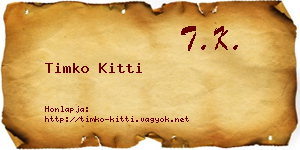 Timko Kitti névjegykártya